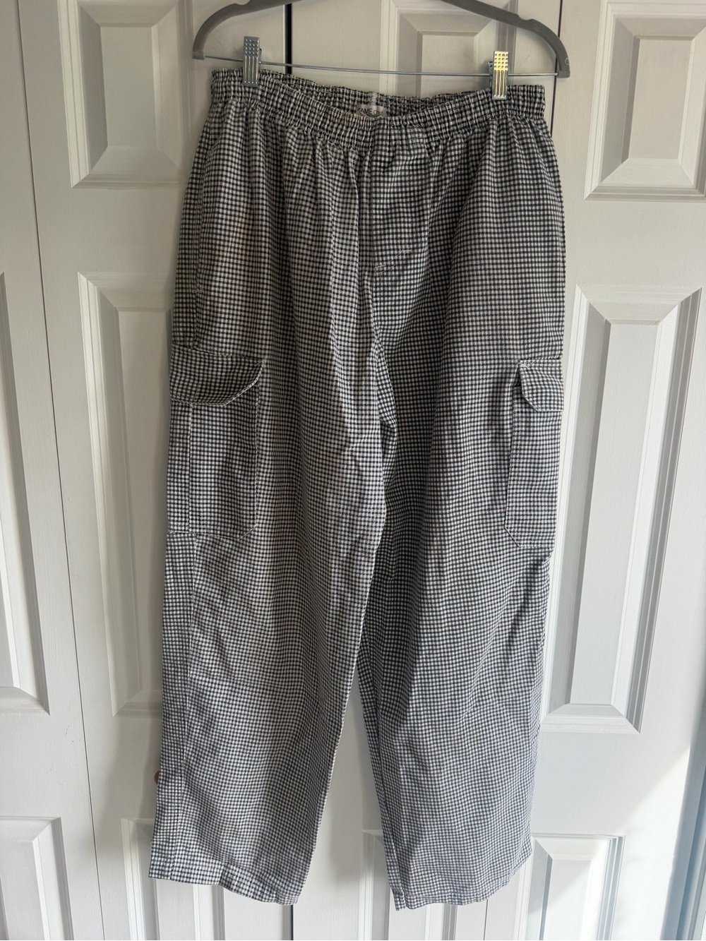 Men's Chef Pants Black & White Gingham Cargo Pants